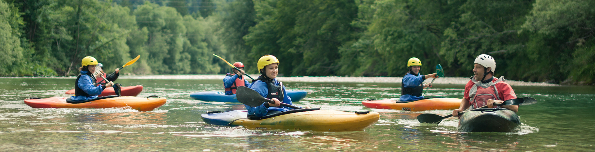 Kayaking trip, Sava Bohinjka river, Bled, Slovenia