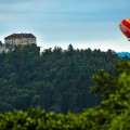 Hot air balloon flight over Bled castle