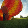 Hot air Balloon rising Bled, Slovenia