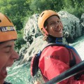 Happy rafters on Soca river Slovenia